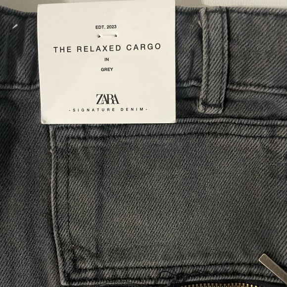 NWT Zara MID-RISE LOOSE FIT ZW COLLECTION THE RELAXED CARGO JEANS in grey size 0 - Picture 13 of 16